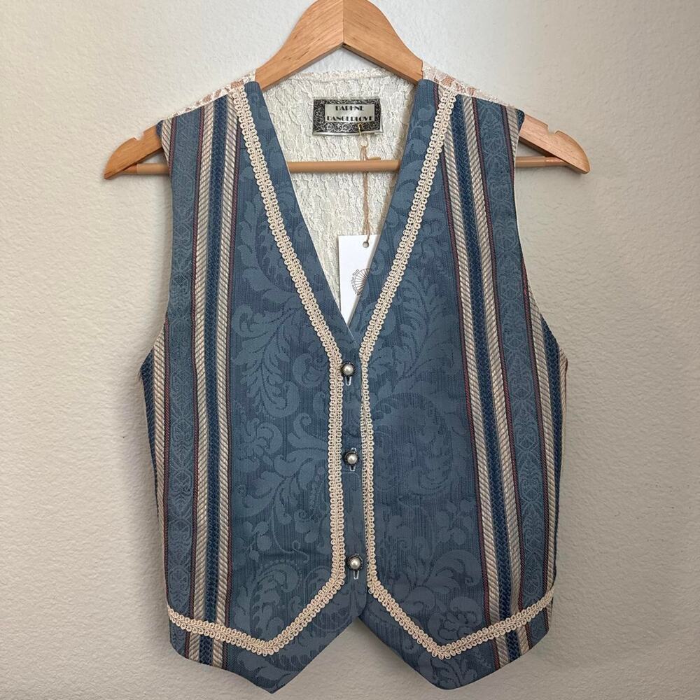 Blue and cream striped vest